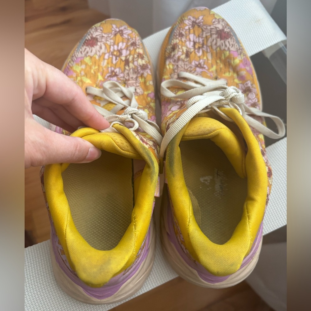 Hoka Yellow and Purple Floral Athletic Shoes size 8 - Picture 4 of 10